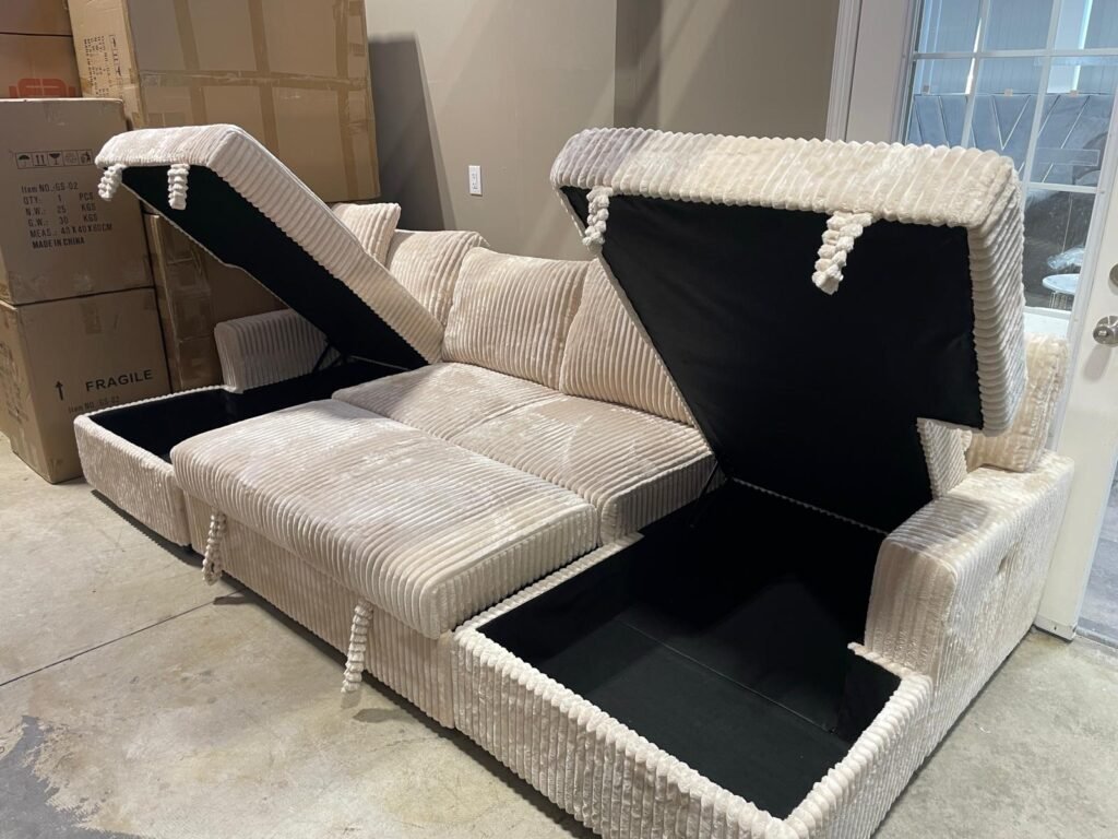 U Shape Sofa Bed with Storage & Pull-Out Sleeper – 117" Modular Sectional Couch