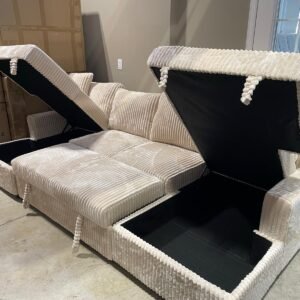 U Shape Sofa Bed with Storage & Pull-Out Sleeper – 117" Modular Sectional Couch