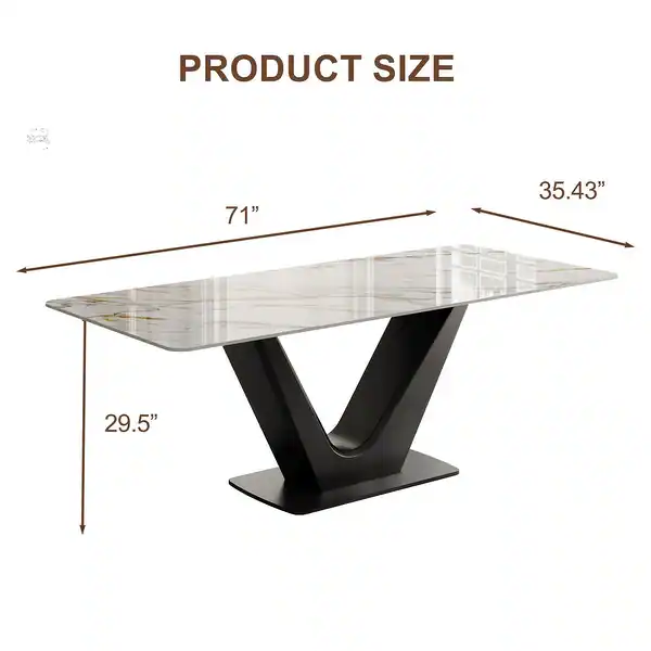 7-Piece Marble Dining Set with Black & Beige Chairs – Premium Comfort - Image 3
