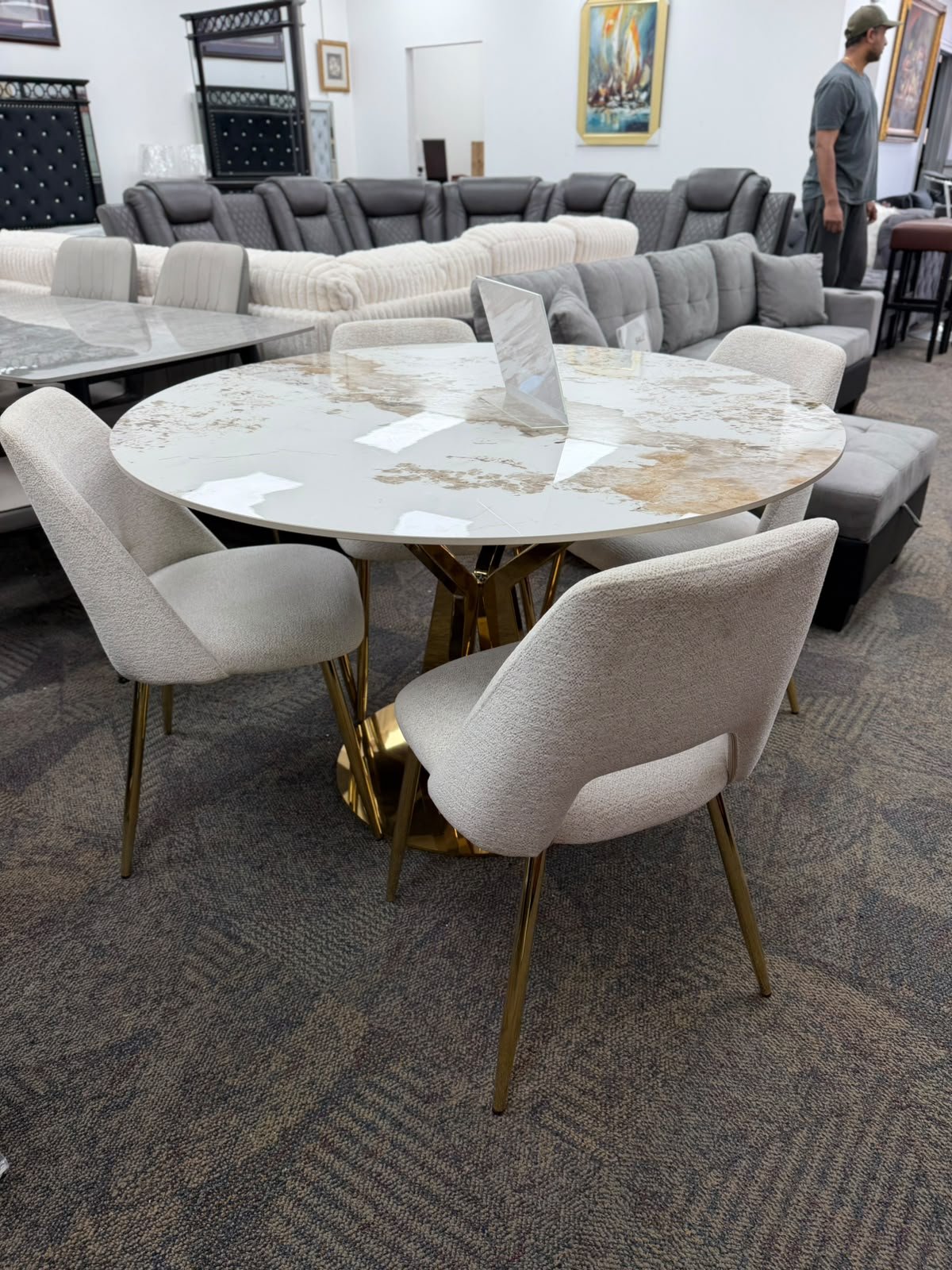 White Round Dining Table