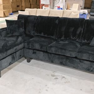 Black Corduroy Couch – 4 Seater Sectional Sofa
